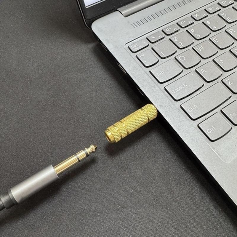 Gold Plate 6.5mm To 3.5mm Mono Adapter Audios Plugs High Fidelitys Sound Zinc Alloy Construction Durability Connectivities