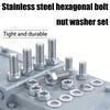 640pcs Stainless Steel Hex Bolt, Nut, and Washer Set, M3-M4-M5-M6 Full Thread, Grade 8.8/10.9, SUS, A2/A4 Marine Grade.