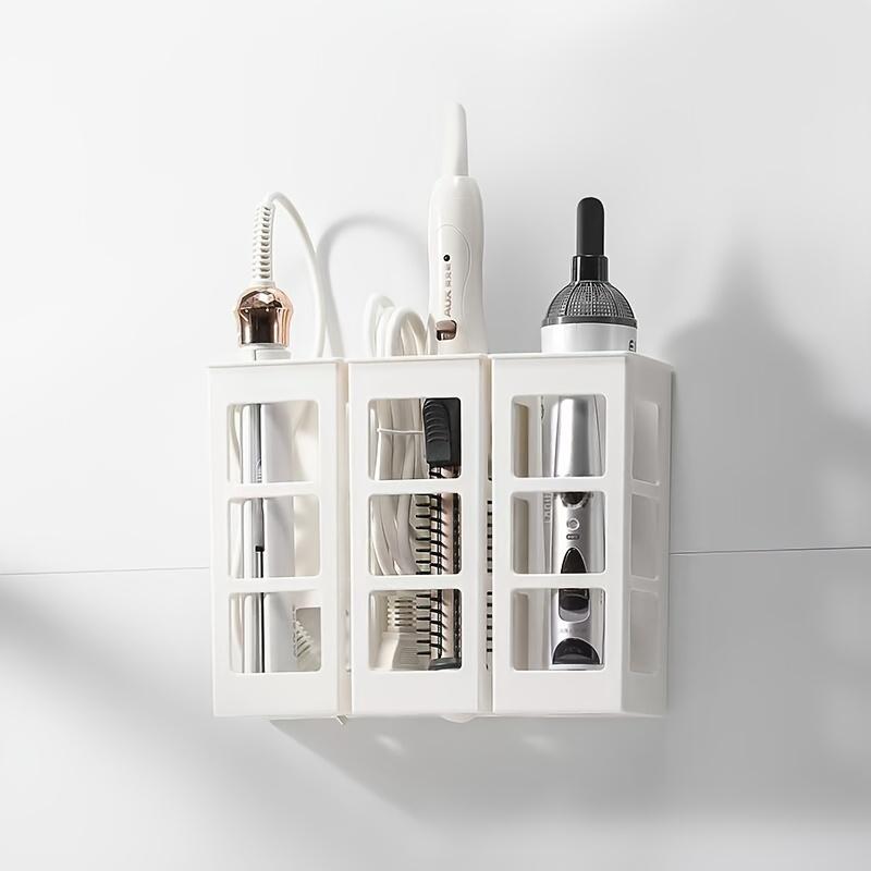 Wall Mounted Curling Iron Holder No Drill Hair Straightener Stand Bathroom Countertop Hair Styling Tool Organizer