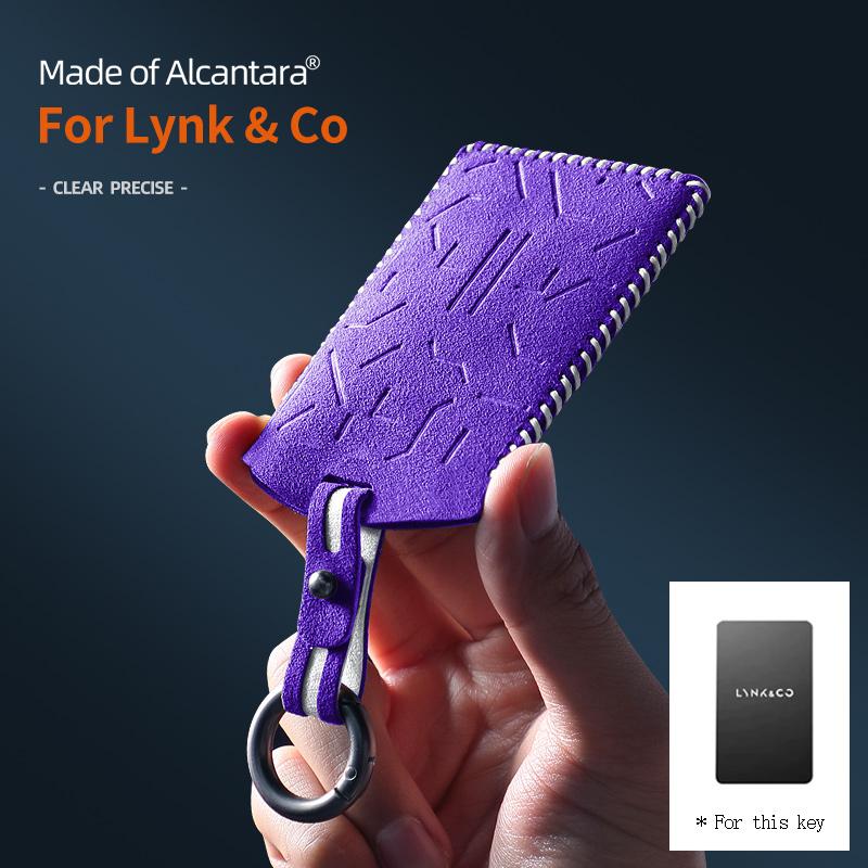 Interior Mouldings Alcantara For LYNK & CO 08 Car Key Case Suede Leather Keychain Auto Accessories Smart Remote Protector Card C