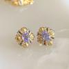 Inspiration Bauhinia Ribbon Stud Earrings Vintage Antique Gold Craftsm Elegant Purple Crystal Earrings for Women Wedding