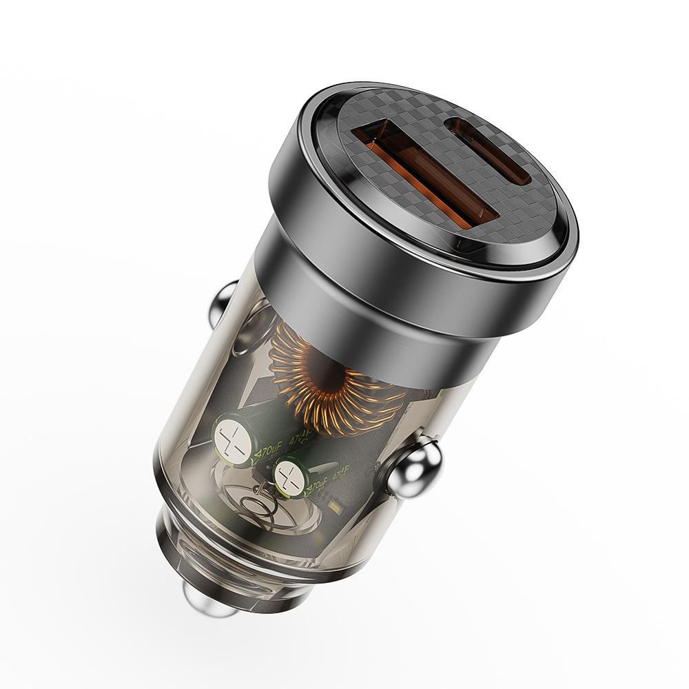 

Мини-автомобильное зарядное устройство 30 Вт, быстрая зарядка, двойной USB-порт типа C, для автомобильных зарядных устройств, адаптер для iPhone, Ipad, Xiaomi, Huawei 1 PC