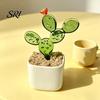 Small Desktop Ornament Mini Glass Planter Ornaments Exquisite Craftsmanship Bright Colorful Handmade Office Desk Decoration Texture for Bedroom Living