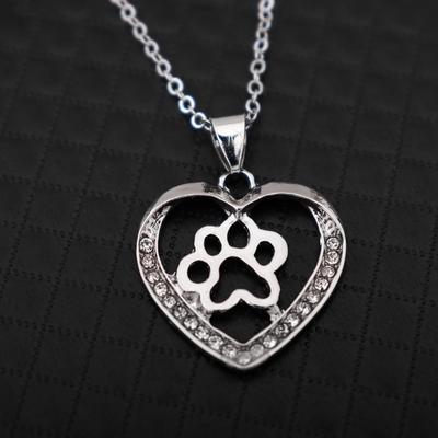 Cute Couple Accessories Creative Cutout Love Dog Claw Pendant Necklace Fashion Diamond Pop Everything Punk Party Holiday Gift Ne
