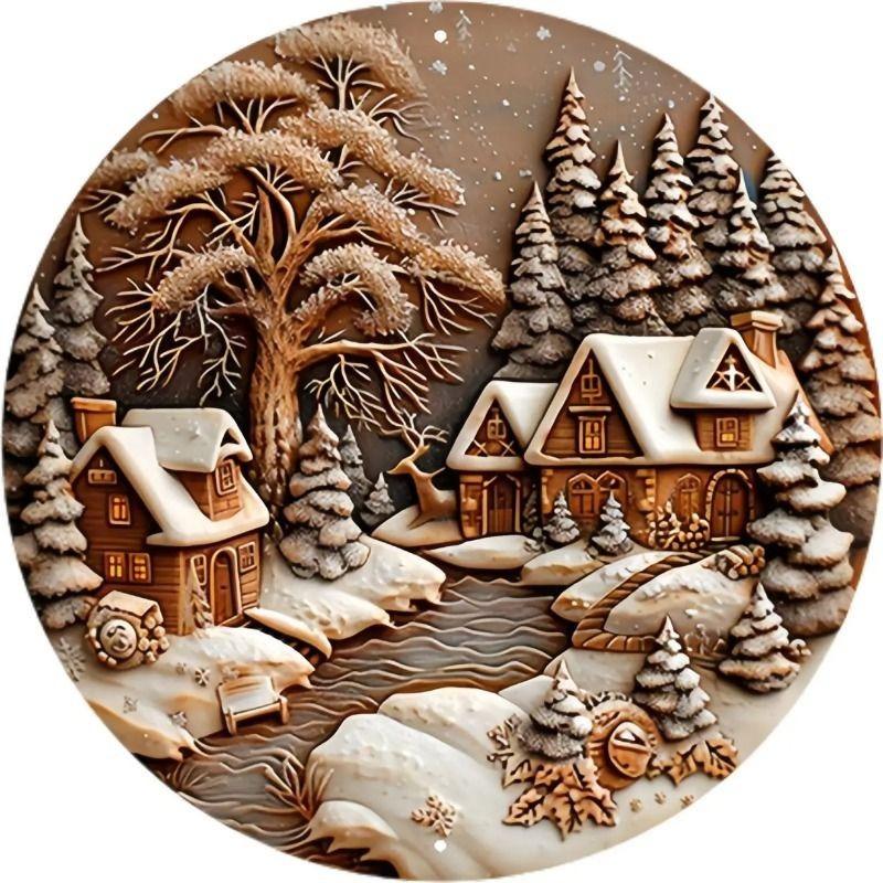 Hexenbesen Halloween Schild, Runde Aluminium Wandplakette 20x20cm