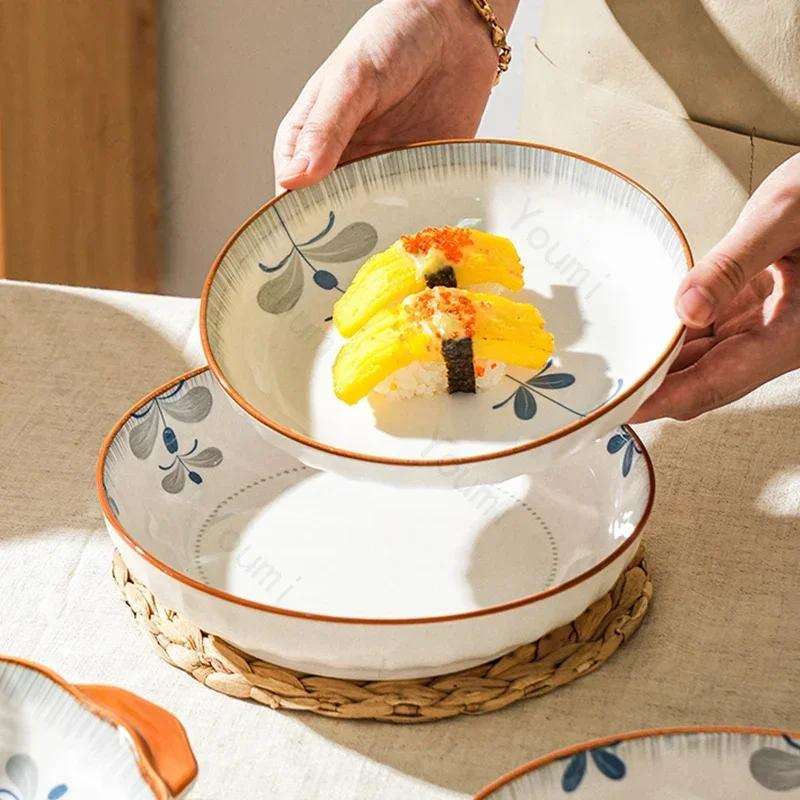 Retro Chinese Style Ceramic Plates Luxury Hotel Restaurant Fruits Salad Plate Home Delicious Dishes Fish Plate Unique Tableware