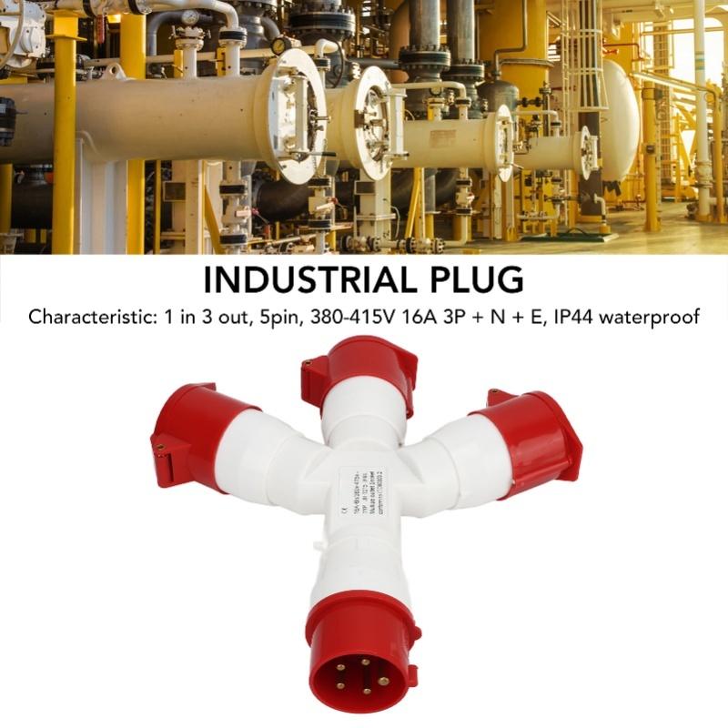5 Pin Industrial Plug Multiple Socket 380-415V 3 Phase 16A Waterproof PA66 Shell Aviation Connector