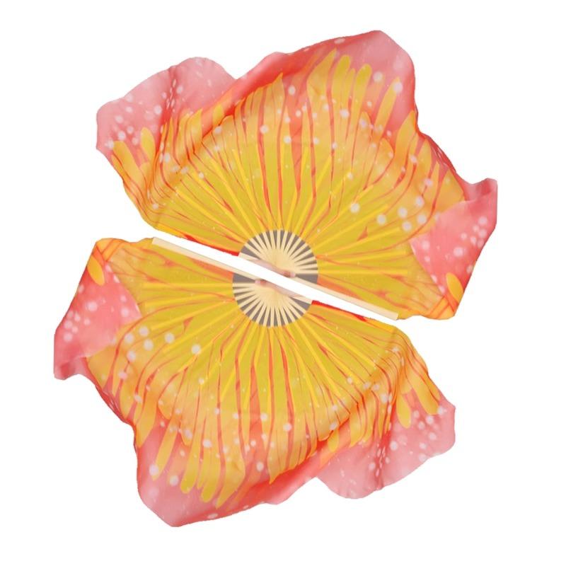 

2 шт. Веер для классического танца шелковый двухсторонний удлиненный вуаль народный китайский танцевальный ручной веер цвет бабочки танец Янко веер для выступления S