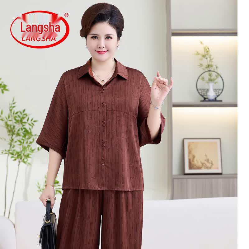 Langsha Women s Plus Size Summer Two-Piece Cardigan Set 6XL