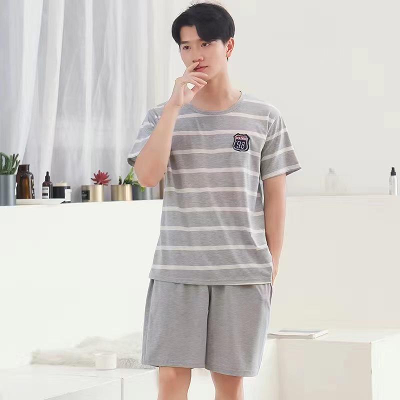 Herren Sommer Kühlendes Pyjama-Set - Kurzarm und Shorts, Lässige und Leichte Hauskleidung