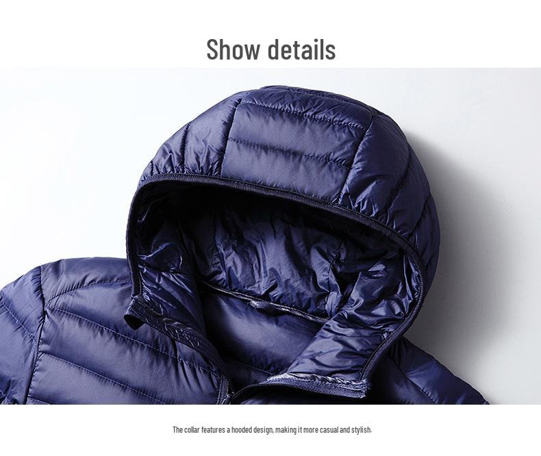 2024 Men's Lightweight White Duck Down Hooded Jacket - Short, Warm, Long Sleeve Outerwear