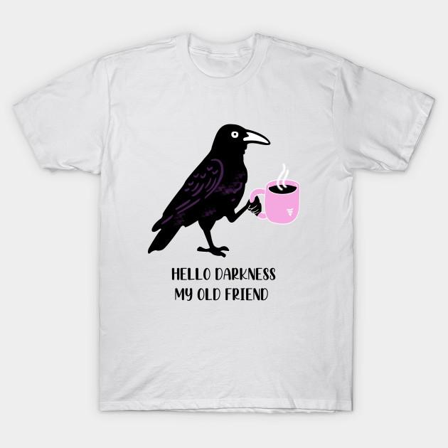 Men Black Print T-shirt Hello Darkness No-Cut Transfer Paper Print Cotton Tshirt S белый