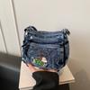 Cartoon Embroidered Denim Bag Women's Shoulder Crossbody Bag