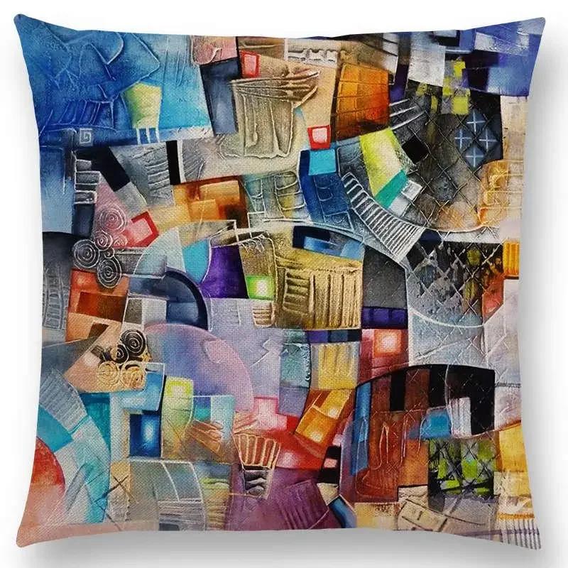 New Gorgeous Abstract Art Painting Mysterious Color Vortex Fantasy Geometry Retro Cushion Cover Car Sofa Throw Pillow Case