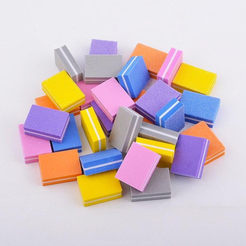 10/20Pcs Lot Double-sided Mini Nail File Blocks Colorful Sponge Nail Polish Sanding Buffer Strips Polishing Manicure Tools