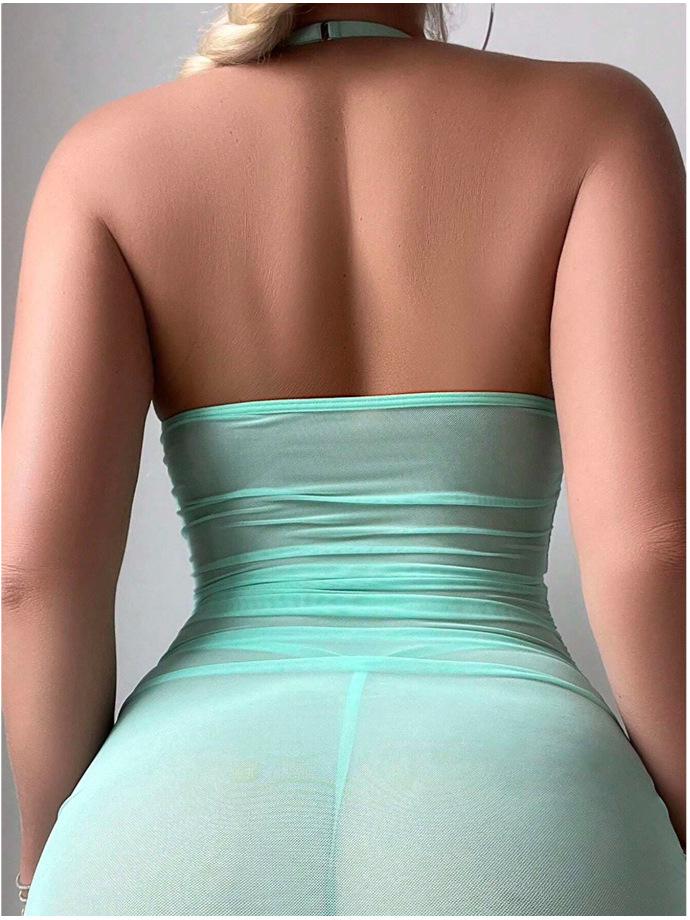 European & American Sexy Sheer Lingerie Set with Multi-Color Hip-Wrap Skirt