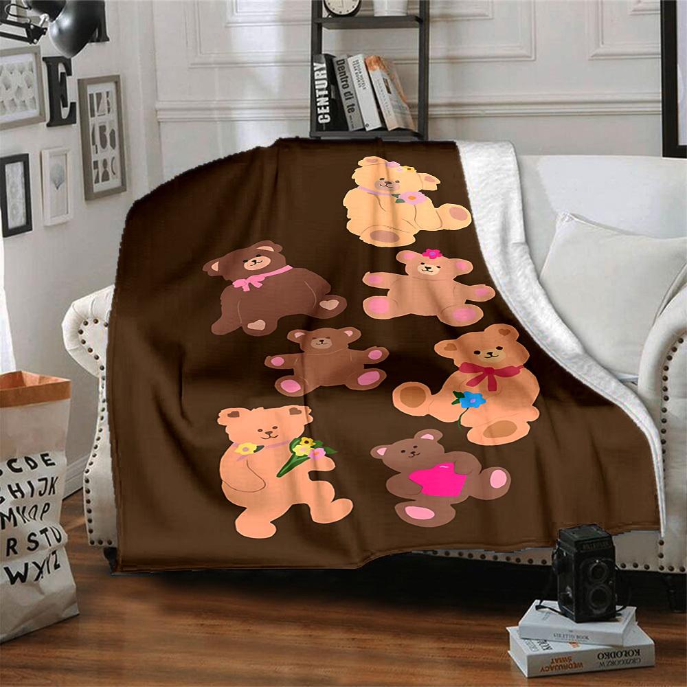 1pc Teddy Bear Blanket Warm, Cozy, and Soft, Suitable for Sofas, Beds, Cars, and Office Use.Perfect for Camping and Travel, Making It A Great Gift for