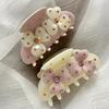 New Sweet Flower Hair Claw Rhinestones Acetate Claw Clip Cream Color Crab Hair Clips Hair Accessories for Woman Girls