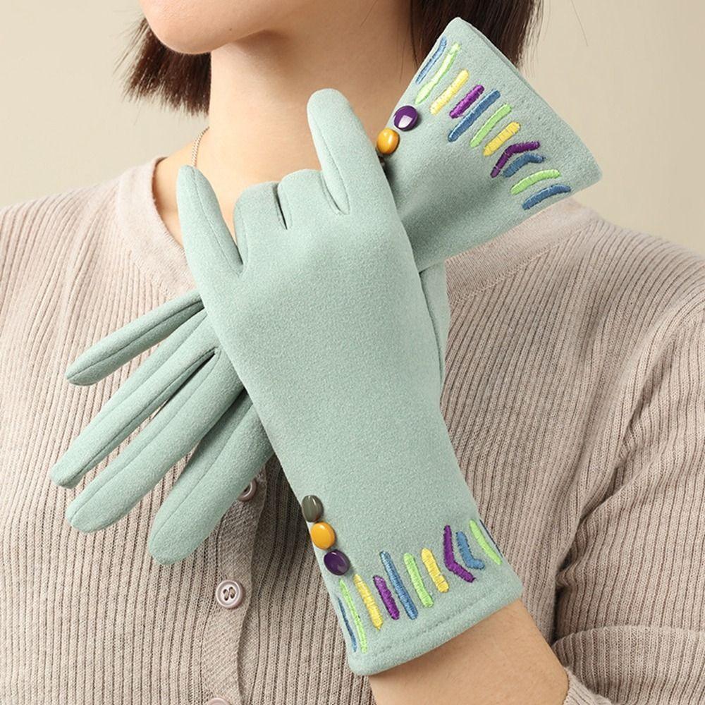 Thickened Women Suede Velvet  Gloves Solid Color Winter Mittens Fashion  Gloves  Skiing