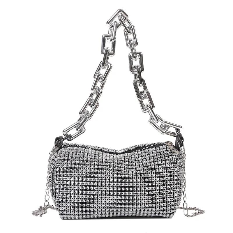 Rhinestone Chain Shoulder Bag Women's  New Trendy Summer Fashion Personality Explosion Crossbody Niche Underarm Bag