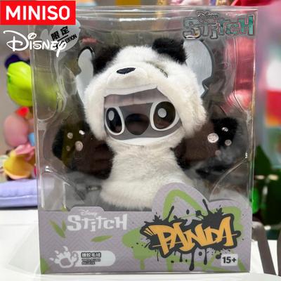 2025 New Miniso Disney Vinyl Toy Stitch Panda Version Chinese Region Limited Anime Figure Movable Desktop Ornament Keychain
