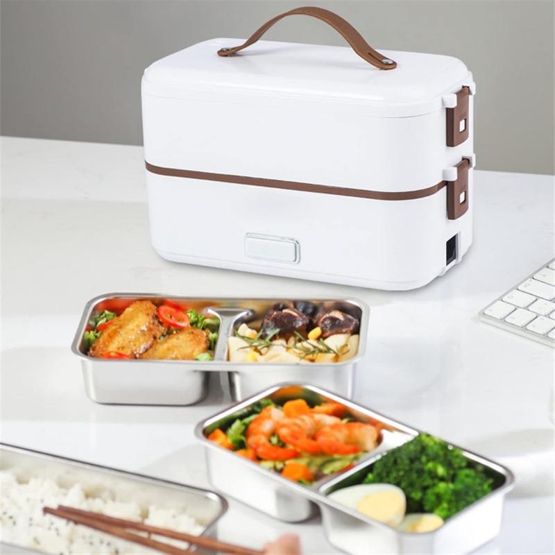 Electric Heating Lunch Box , Food Heater Container  0.8L Home Office Capacity  ,0.8L PP Stainless Steel Double Layer Food Warmer