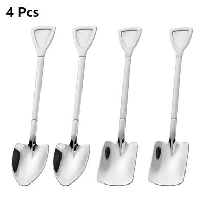 Shovel Spoons 304 Stainless Steel Teaspoons Creative Coffee Spoon For Ice Cream Dessert Scoop Tableware Cutlery Set