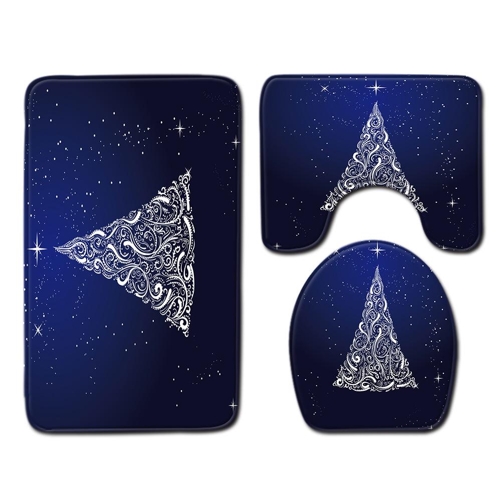 Christmas Bathroom Floor Mat Toilet Three-Piece Set