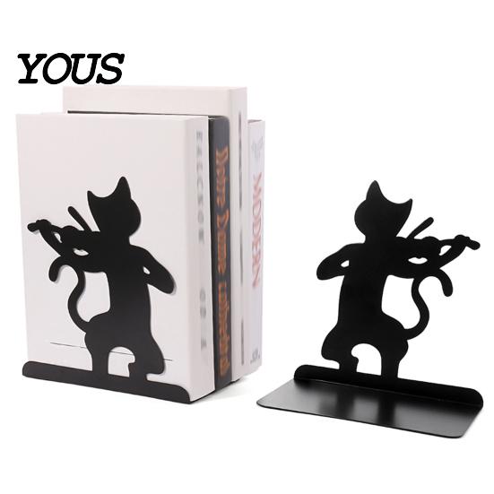 Non-slip Bookend 1 Pair Metal Cat Book Ends, Cute Bookends for Shelves, Decorative Heavy Duty Support Stopper Home Office Desk Bookshelf Decor