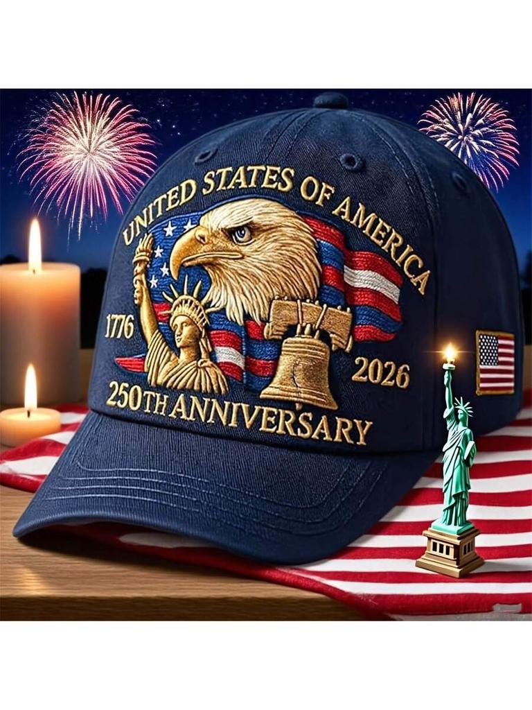 Książka Patriotyczna na 250. Rocznicę Baseballowa Czapka Haftowany Orzeł Dzwon Wolności Flaga 1776-2026