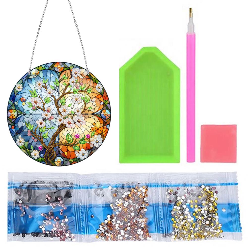DIY Diamond Painting Suncatcher Art Pendant Colorful Diamond Drawing Hanging Ornament Crystal Painting Ornaments for  Home Decor