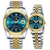 Montres de Couple Haut de Gamme Lumineuses Date Classiques Montres Quartz Acier Inoxydable Ensemble Couple Montre Amoureux+Boîte