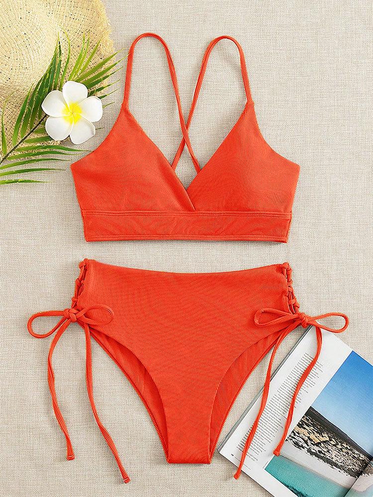 2025 European American Lace-up Bikini: High-End Women's Split Swimsuit, Sexy and Stylish Swimwear.