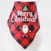 Red Green Grid Christmas Dog Scarf Adjustable Snowman Dog Saliva Towel Santa Claus Triangle Bandana Merry Christmas Decoration