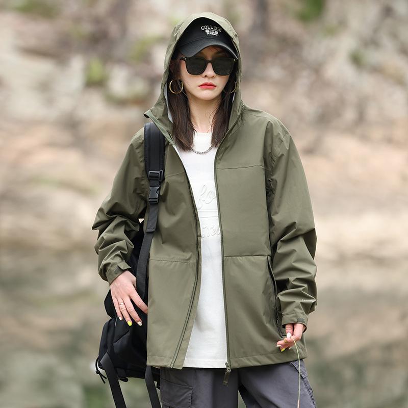 Niaojia Men's and Women's Same Style Seamless Rubber Jacket Fully Heat-sealed Outdoor Mountaineering Clothing Loose Hooded Jacket