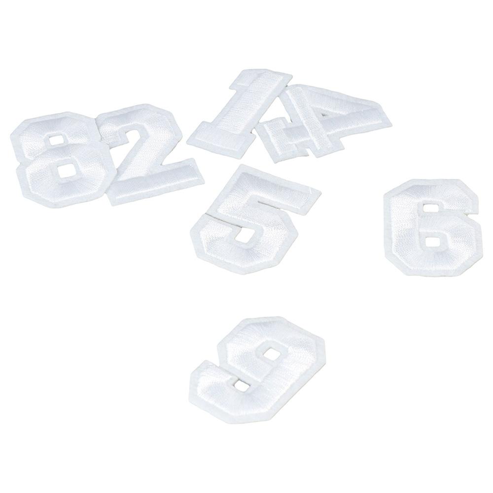 40 Stück 1,9 Zoll Aufnäher weiß Applikationszubehör Zahlen 0-9 für Jeans