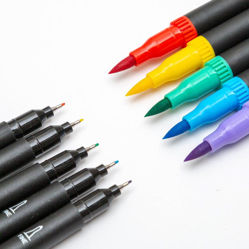 60/120 Colors Dual Tip Brush Pens Watercolor Art Markers Set – Fineliner & Brush for Adult Coloring Drawing Sketching Calligraphy