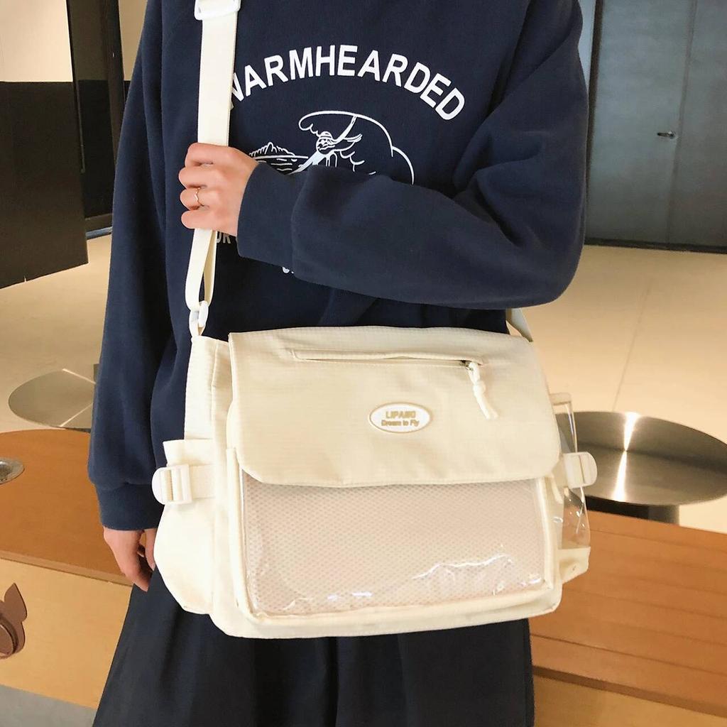 New Y2K Cute Ita Bag Large Capacity Shoulder Bag Messenger Bag Lolita Girls Transparent Crossbody Bag DIY Display Casual Handbag