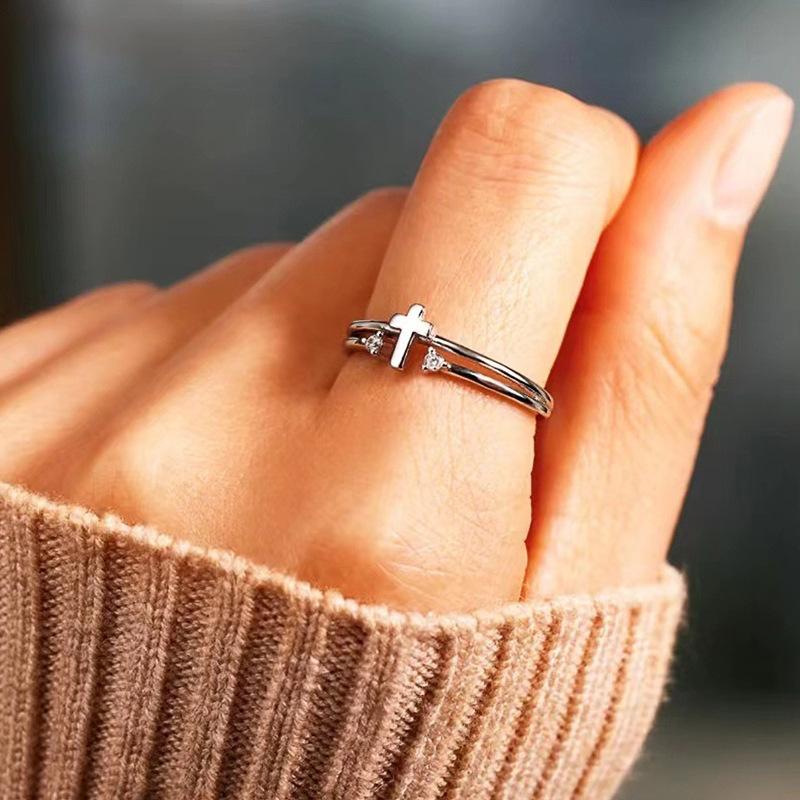1pc Design Ring Set with Synthetic Zircon, Simple and Fashionable Single Ring
