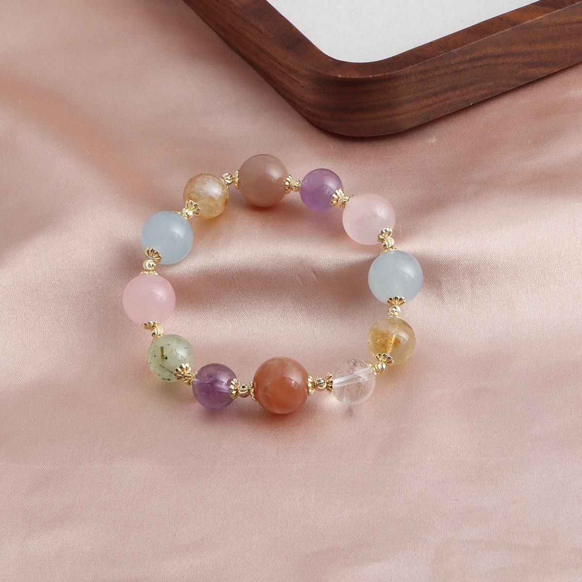 Браслет Duobao Солнечный камень Аквамарин Суккулент Желтый как виноград Порошок Асаи Хрусталь Аметист Девять Фиолетовых Изолирующий Огненный Браслет Douyin