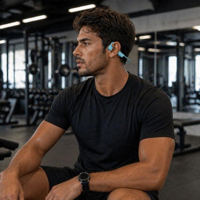 Casque à conduction osseuse - SHOP-STORY - Bluetooth 5.2 - Bleu - IPX5 - Autonomie 15h