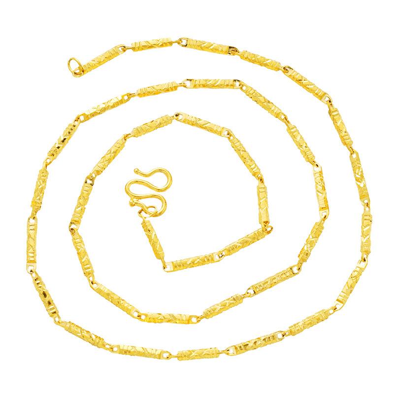 Collar Hexagonal Puro de Latón Chapado en Oro Real para Mujer Oro Arena Vietnamita Oro Simulado Collar Clavícula Regalo Joyería