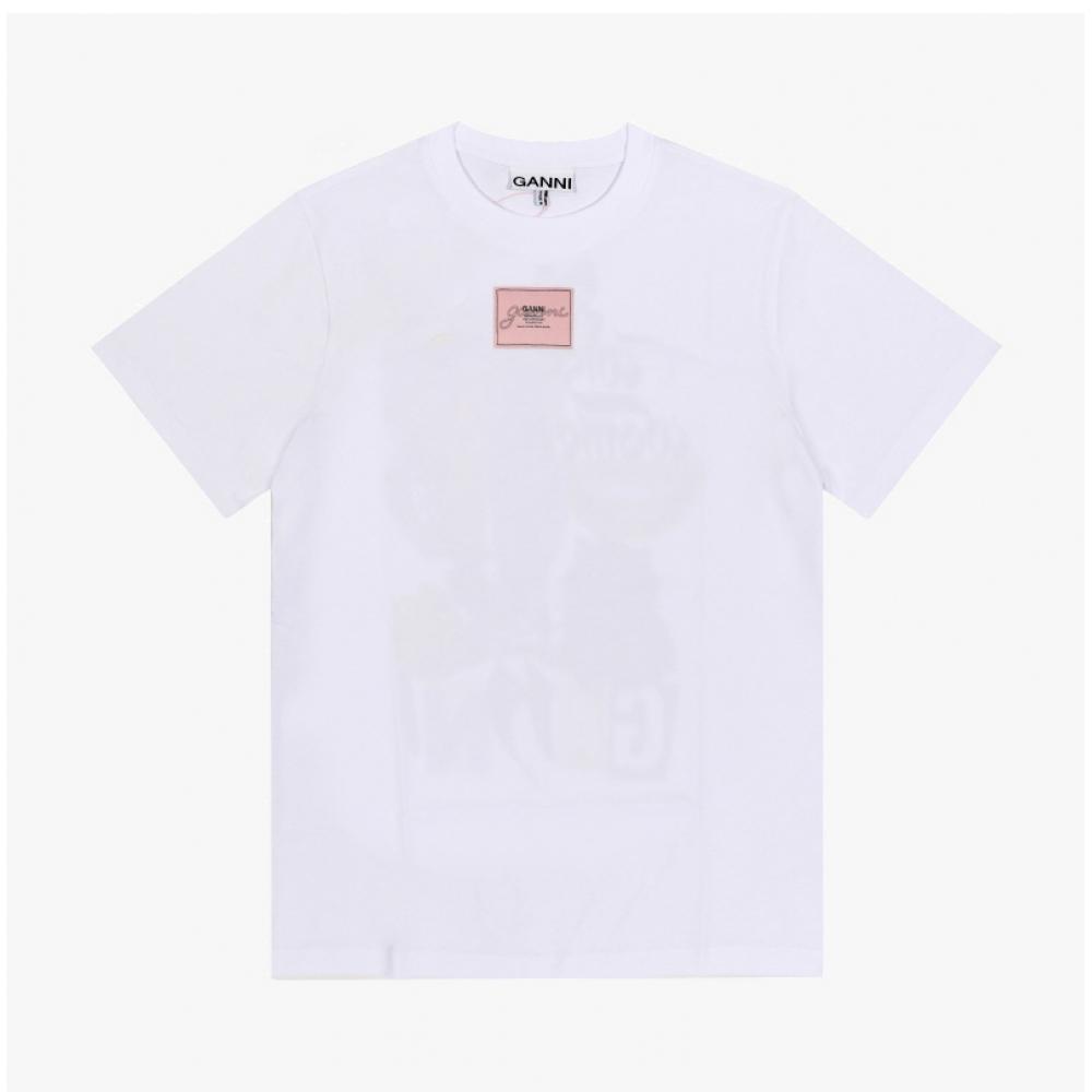 Ganni Women S T ShirT Logo paTch T4157 151