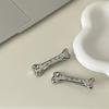 Rhinestone Alloy Bone Hair Clip: Silver Metal Duckbill Hair Accessory, Stylish Y2K Hairpin for Women