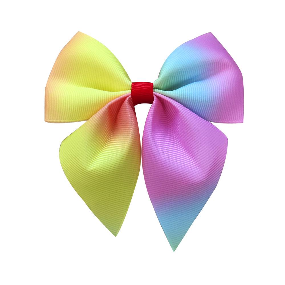 Gradient Rainbow Multicolor Bow Hair Tie & Clip for Girls and Babies