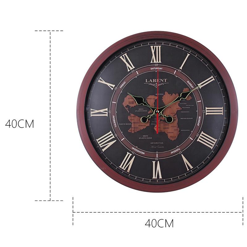 Wood Grain Wall Clock Retro Style Living Room Clock Silent Movement Large Clock Creative Wall Decoration Ornaments