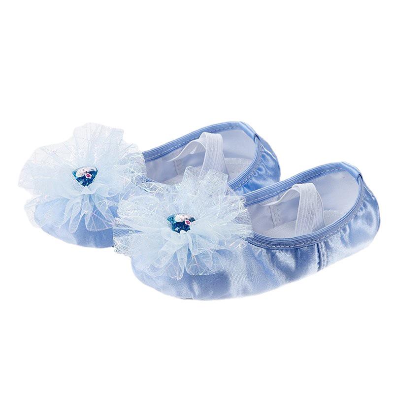 Blaue Satin Mädchen Ballett Tanzschuhe - Weiche Sohle, Schnürlos, Eisprinzessin Stil