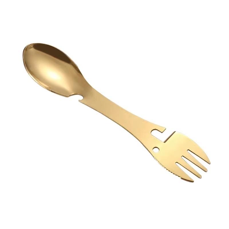 Outdoor Survival Tools 5 In 1 Camping Multi-Functional EDC Practical Kit Fork Knife Spoon Bottle/Can Opener