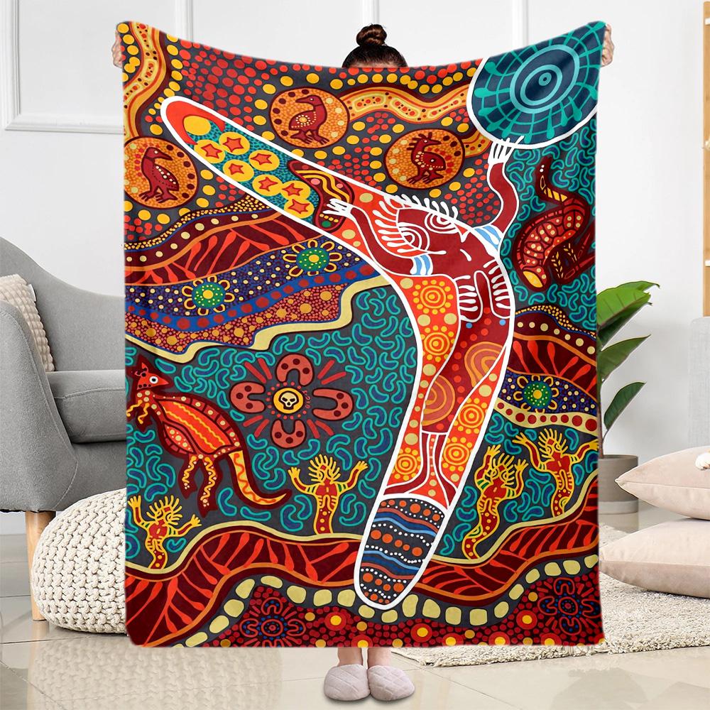 Australian Aboriginal Style 27 Blanket Soft Warm Cozy Suitable for Chair Bed Seaside for All Occasions Digital Print