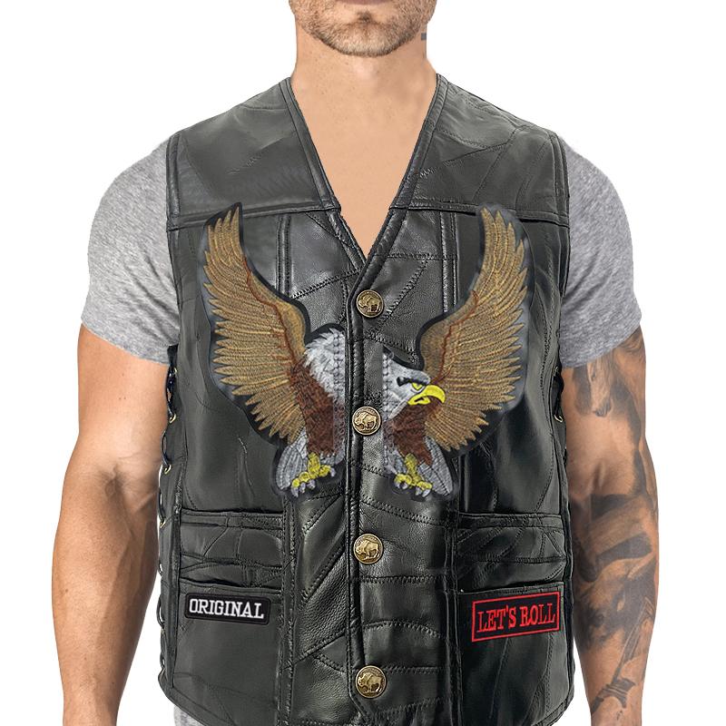 Weste Street Punk Weste Jacke ärmellose Harley Motorrad Abzeichen bestickte Weste